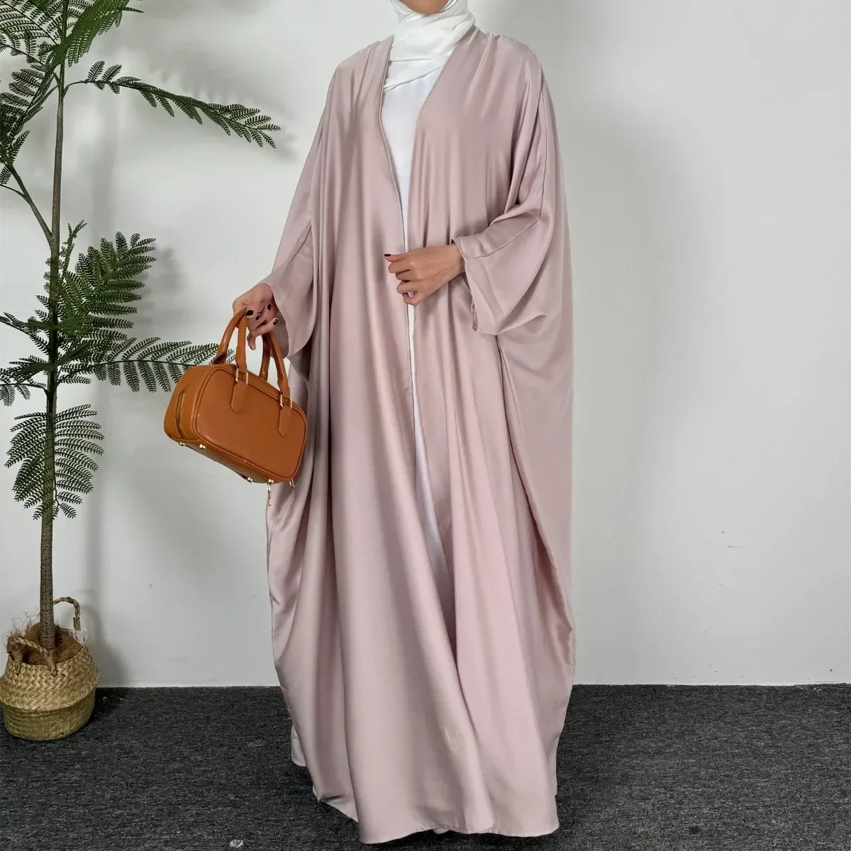 Muslim Open Front Abaya Loose Long Sleeve Wearout Kaftan Maxi Length Dress Women Jilbabs Cardigan Coat Sleeveless Inner Dress