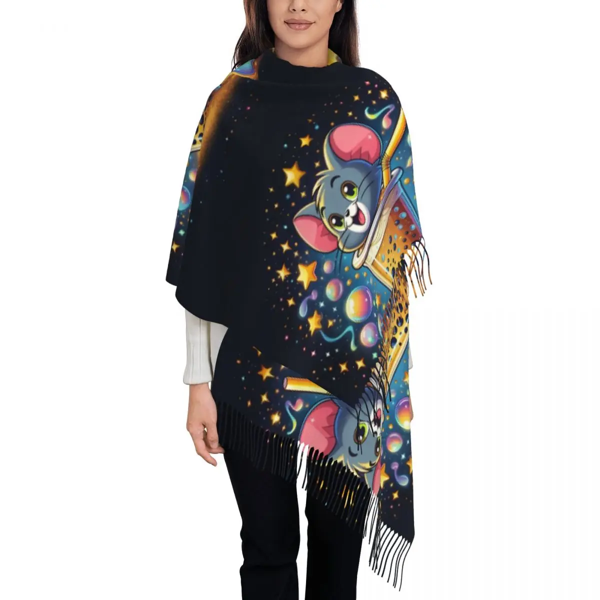 

Пользовательский принт аниме мультфильм Том и Джерри шарф для мужчин женщин зима осень теплые шарфы аниме милая шаль накидка