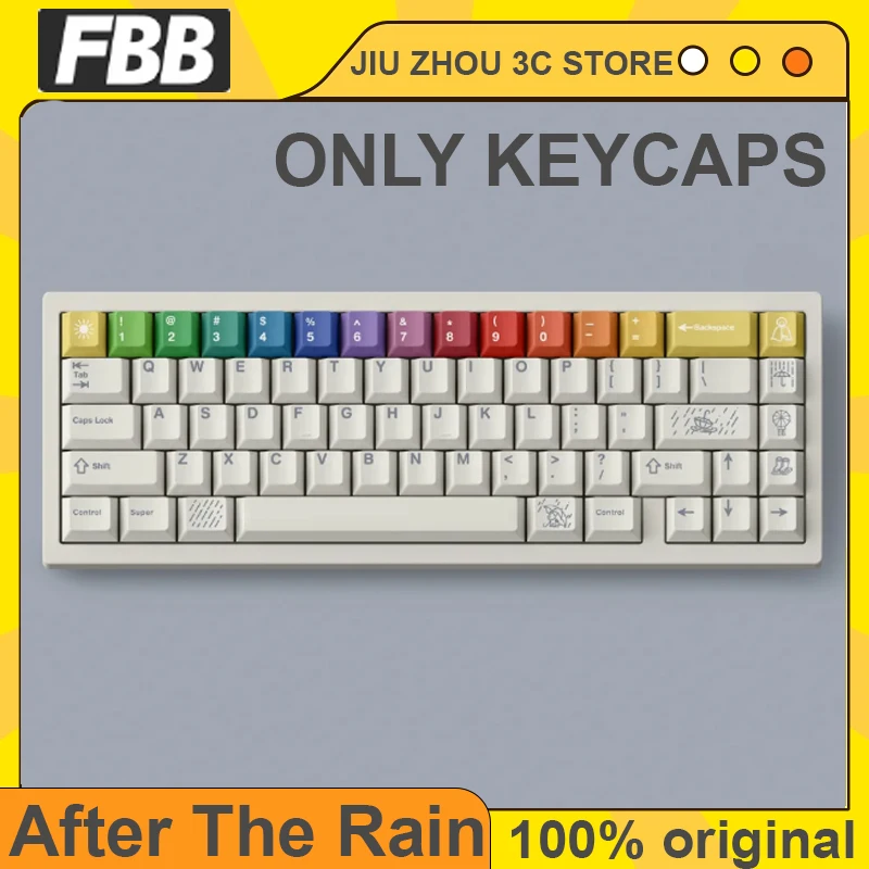 Original fbb arco-íris após a chuva keycap pbt sublimação de tinta térmica teclado mecânico personalizado bonito ascrapbook chave boné