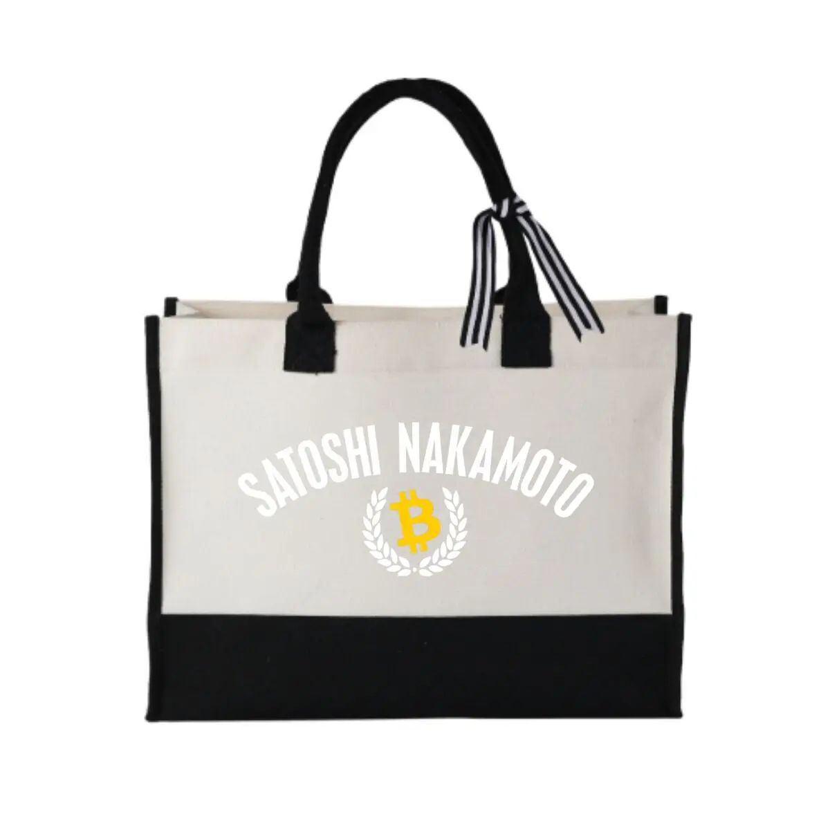 

Satoshi Nakamoto Bitcoin Text Eco-Friendly Shopping Tote Simplicity Patchwork Canvas Bag