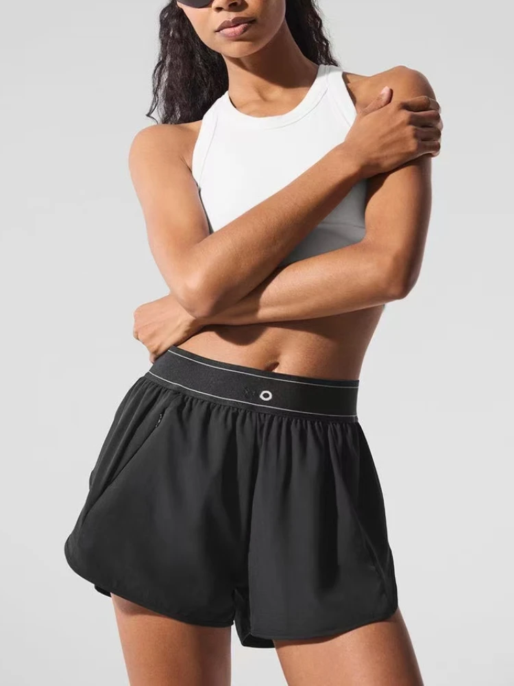 

Sports High Waisted Shorts Women Summer Solid Black Casual Wide Leg Biker Shorts Yoga Quick Drying Fitness Running Tennis Skirts