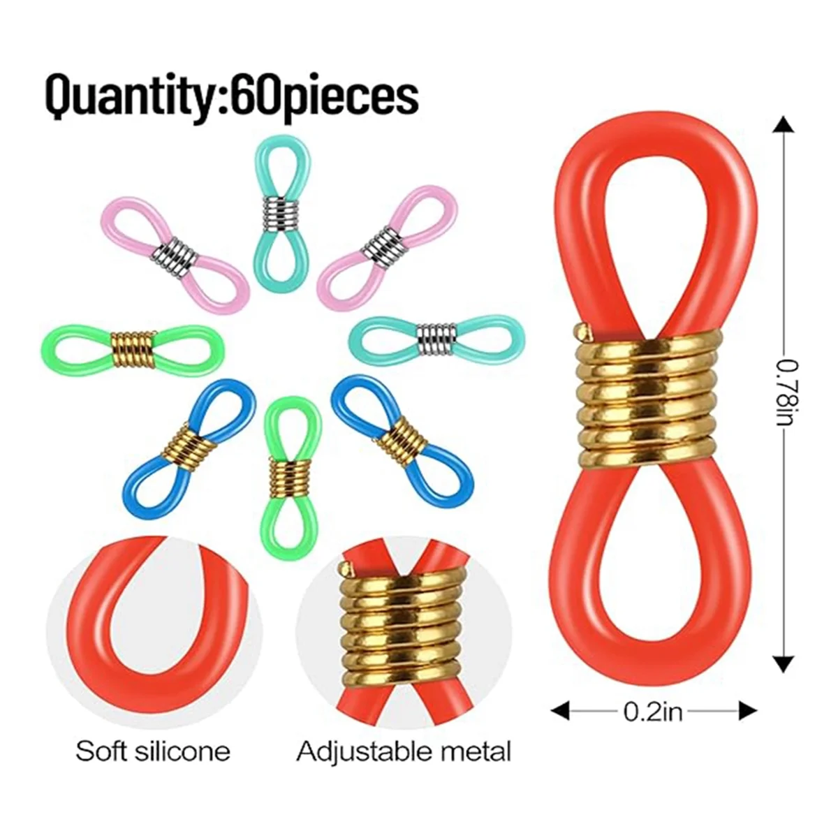 

JUF-60 шт., цепочка для очков, цепочка для очков, кольцевой держатель, силиконовый разъем для очков, фиксированная цепочка для очков