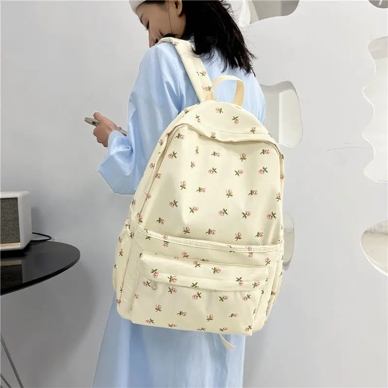 Koreanische Blumen rucksack wasserdichte Nylon Blume Schult aschen Teenager-Mädchen Buch Pack Rucksack High School Reisetaschen