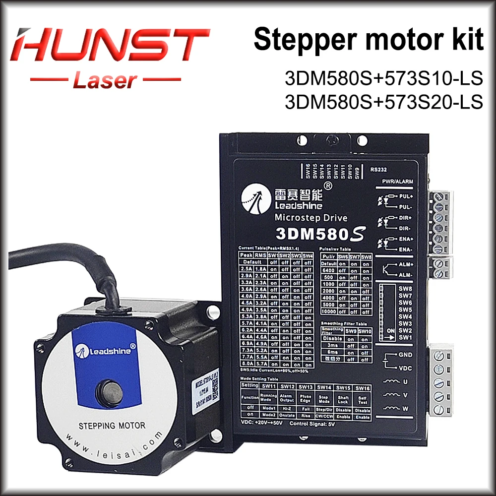 

HUNST Leadshine Stepper Motor Driver Kit 3 Phase Stepper Motor 3DM580S+573S Series for CNC Router Engraving Milling Machine