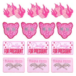 10Pcs/Lot Cartoon Embroidered Patches for Clothing Pink Leopard Patch Iron on Patches on Clothes Hat Backpacks Stickers Diy