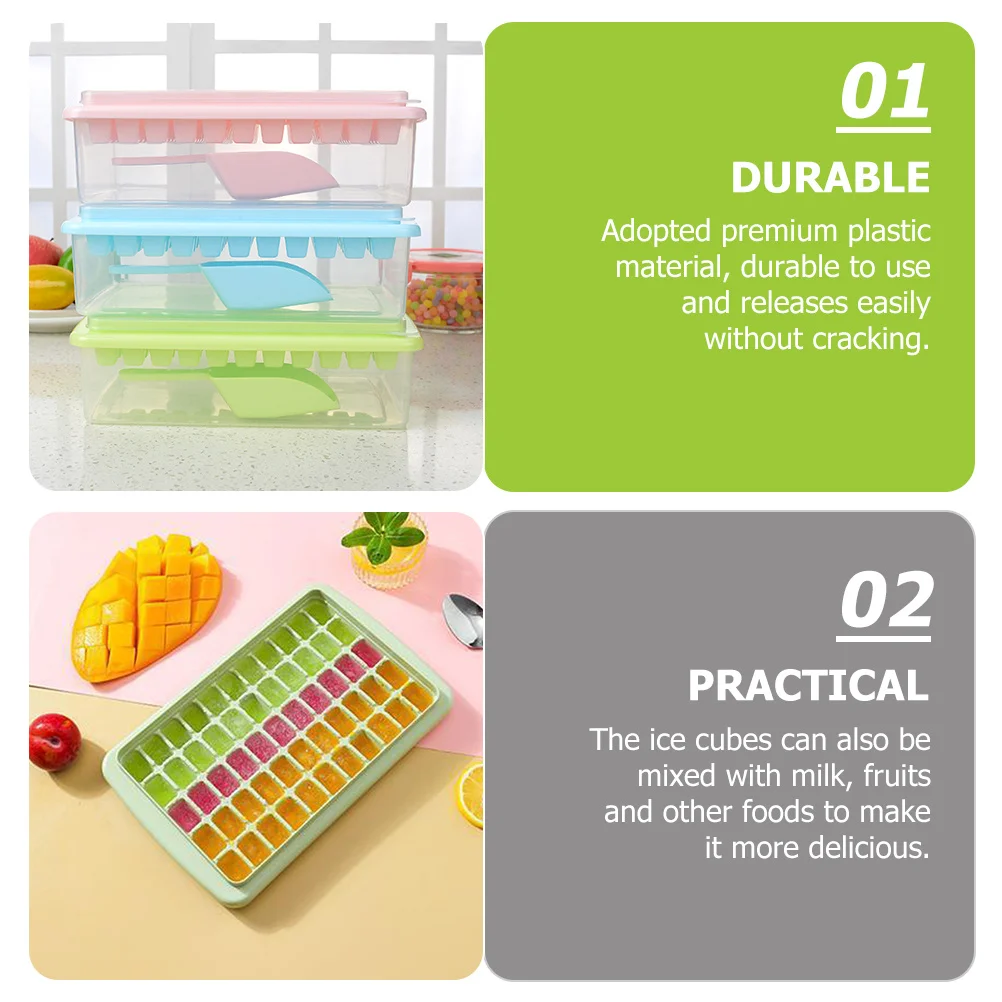 

55 Grid Ice Cube Tray Mold Plastic Kitchen Ice Maker with Lid Smooth Easy Release Bpa Free Freezer Safe for Drinks