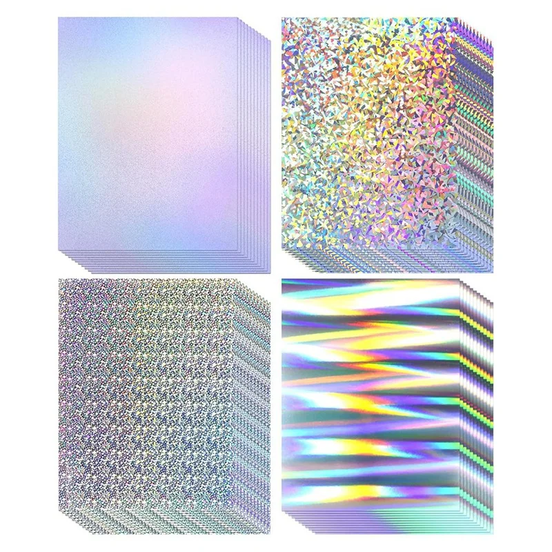 44 Pack Holographic Cardstock, Glitter Cardstock Iridescent Paper Mixed Color Metallic Paper For Card Making Supplies