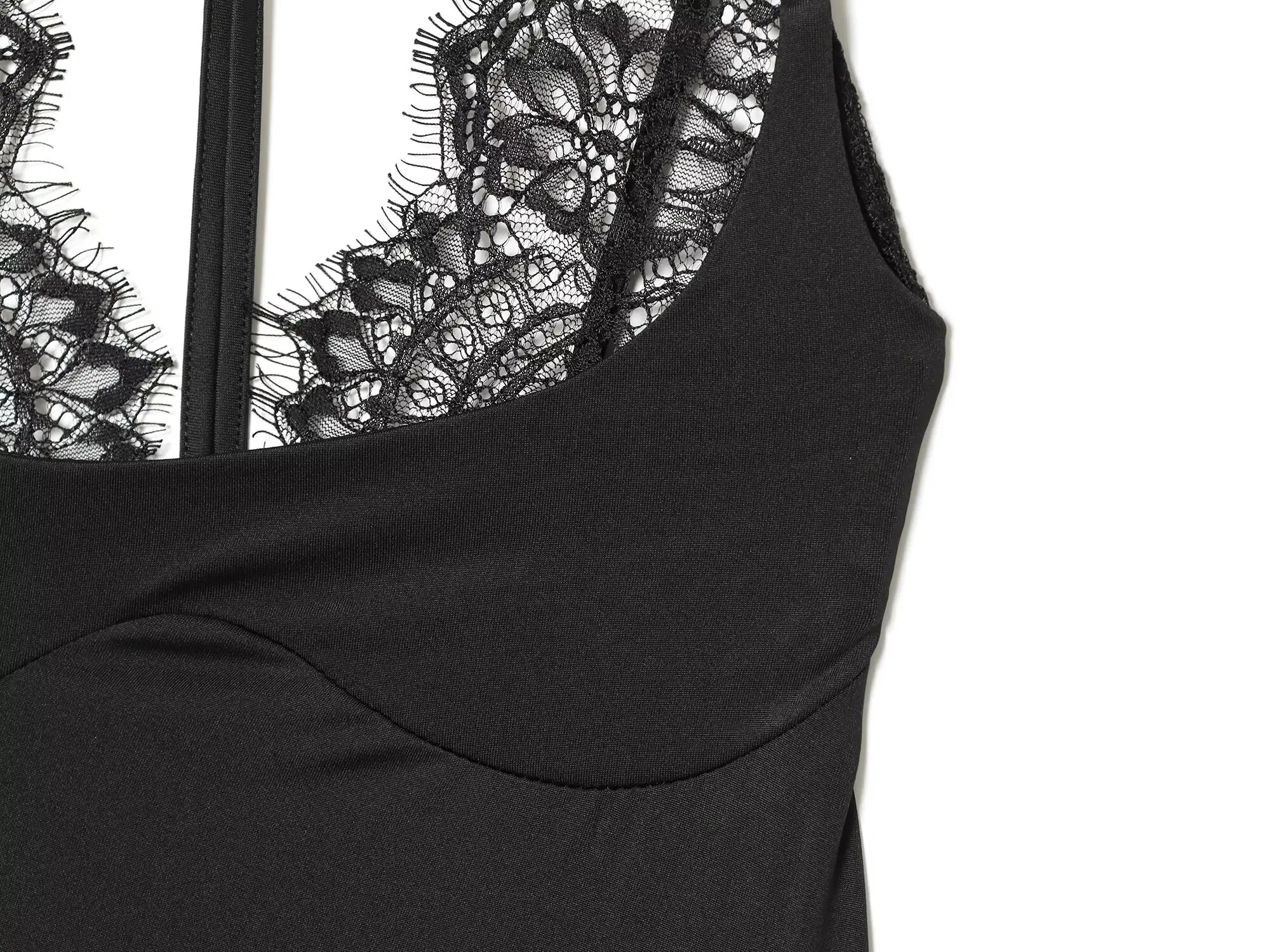 TFMLN Damen Neckholder-Top mit Spitzenbesatz, schickes ärmelloses Cami-Top, Sommer, neu, einfarbig, sexy, schlankmachend, für Ausgeh-Looks, lässige Damenbekleidung – Detail 5
