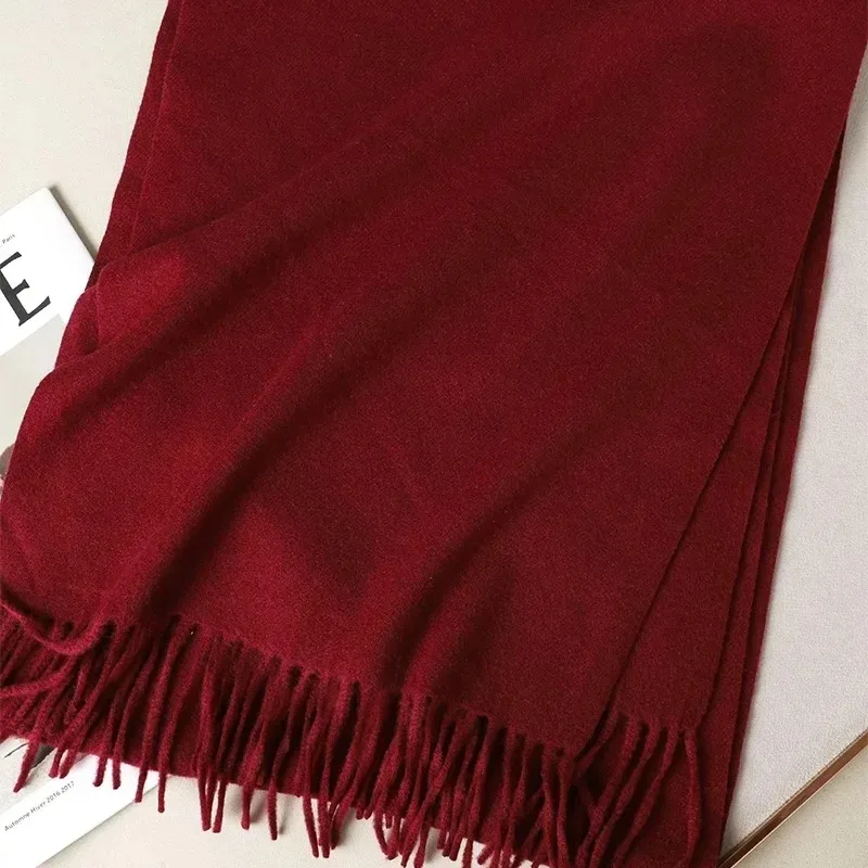 62 farbe Solide Frauen Winter Schal Warm Verdicken Kaschmir Schal Outdoor-Mode Luxus Quasten Pashmina Dame Wrap Winddicht Schals – Detail 2