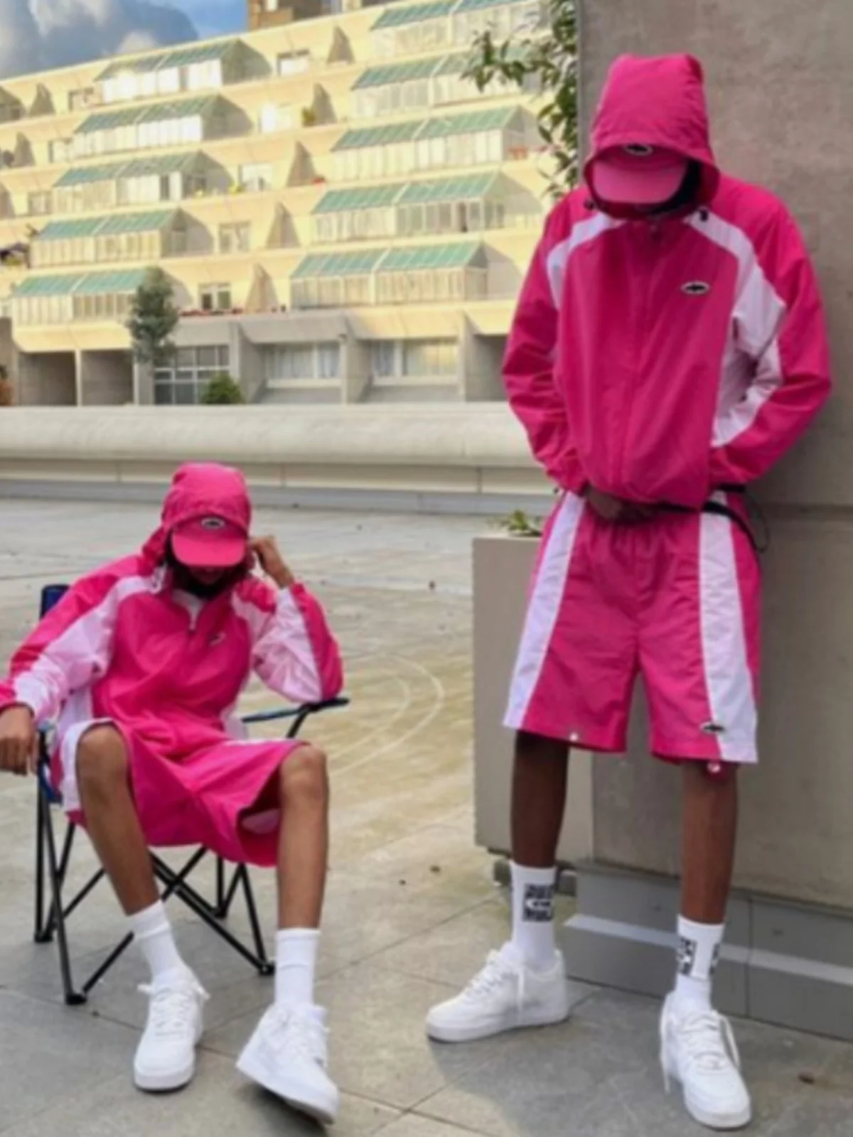 

Demon Island Patchwork Jaet American Streetwear Windproof Qui Dry Breathable Sports orts Set Youth Summer Outerwear