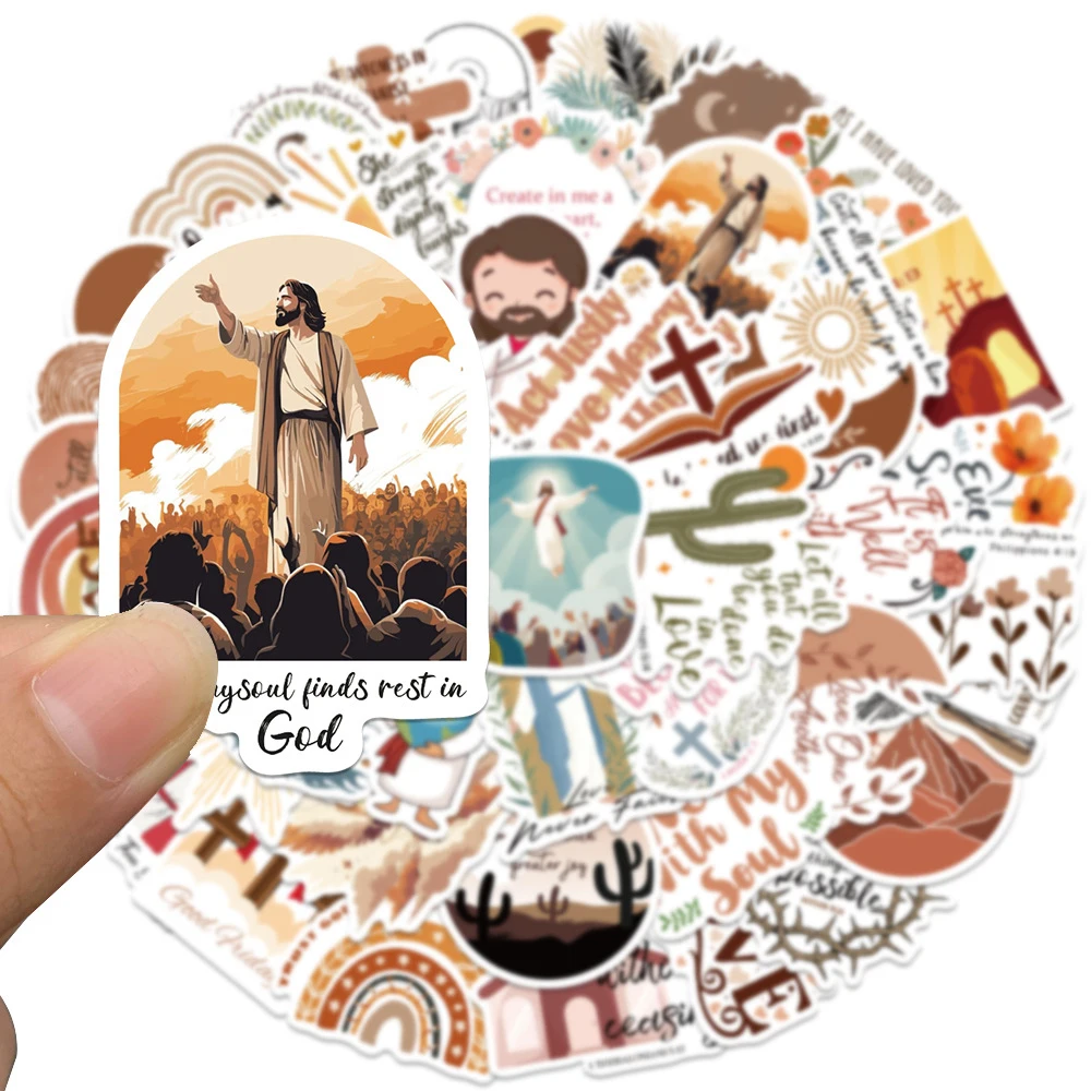 10/30/50pcs Cartoon Jesus Christian Stickers Bible Verse Faith Decals Laptop Phone Travel Luggage Car Stationery Sticker Toys