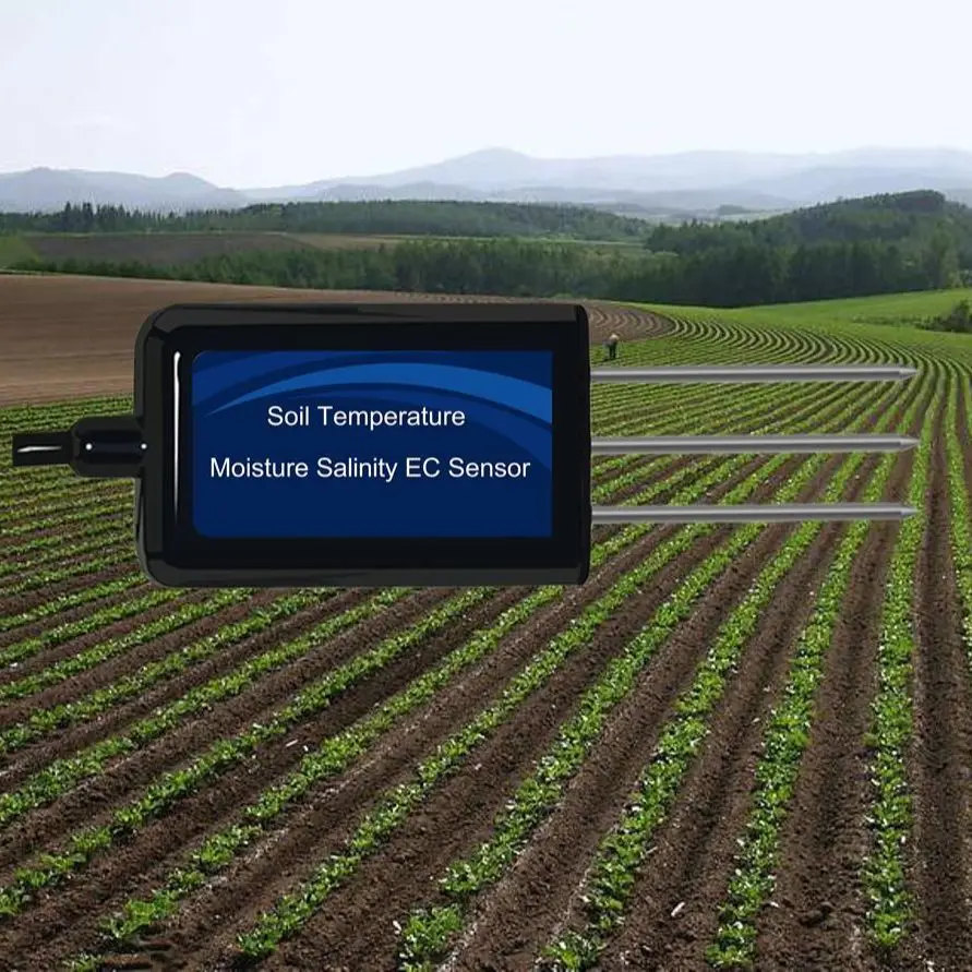 RS485 Modbus LoRa LoRaWAN 4 in 1 Soil Moisture Temperature Electrical Conductivity Salinity Sensor For Agriculture