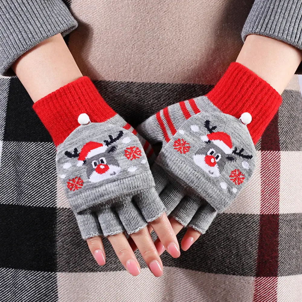 

New Fingerless Gloves Women Half Finger Autumn Winter Arm Warmer Striped Knitted Mitten Wrist Arm Sleeve Christmas Gift