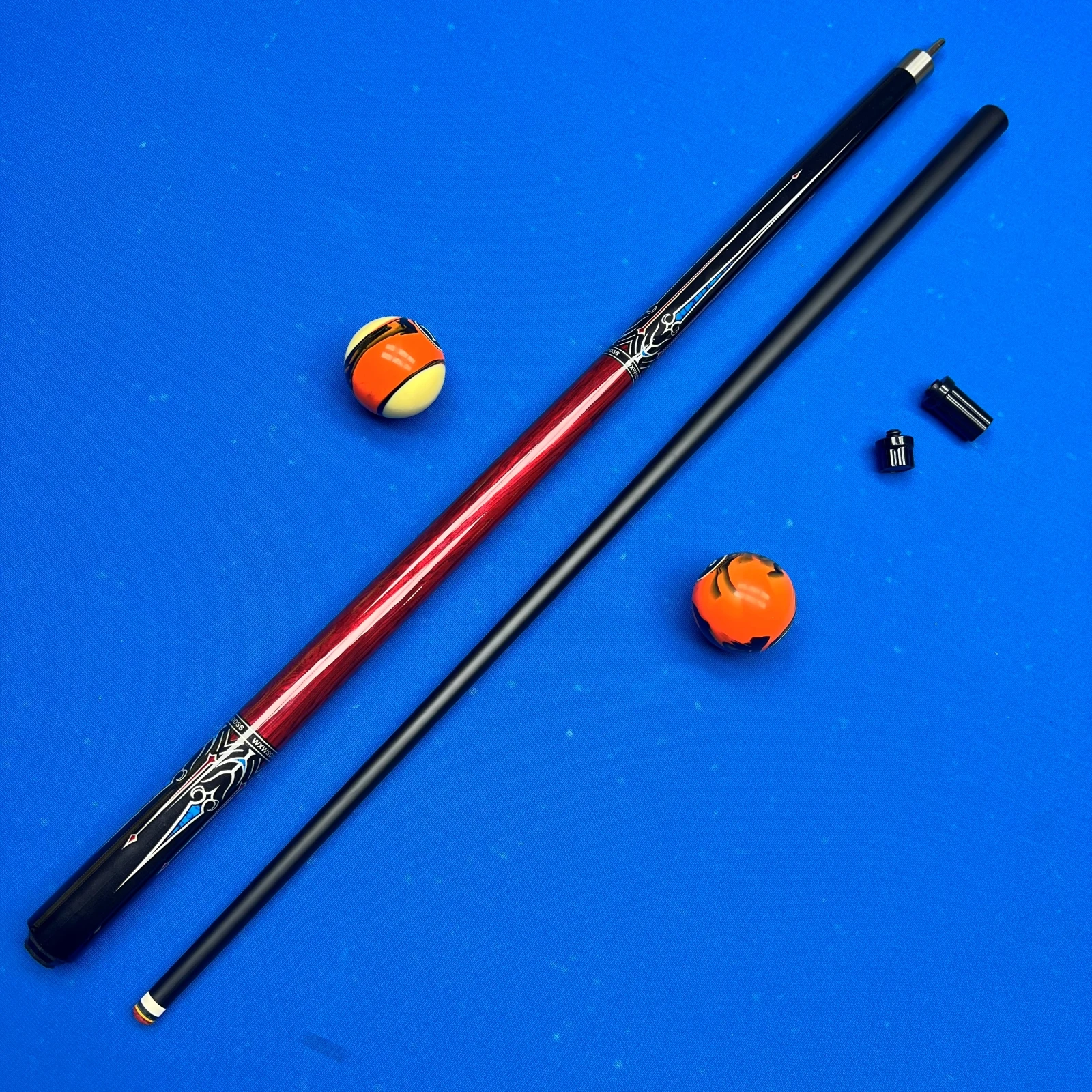 

12.5mm Fiberglass Professional Pool Cue Low Deflection Shaft 58 Inch Quick Release 3 Pin Joint Multi Layer Colorful Tip
