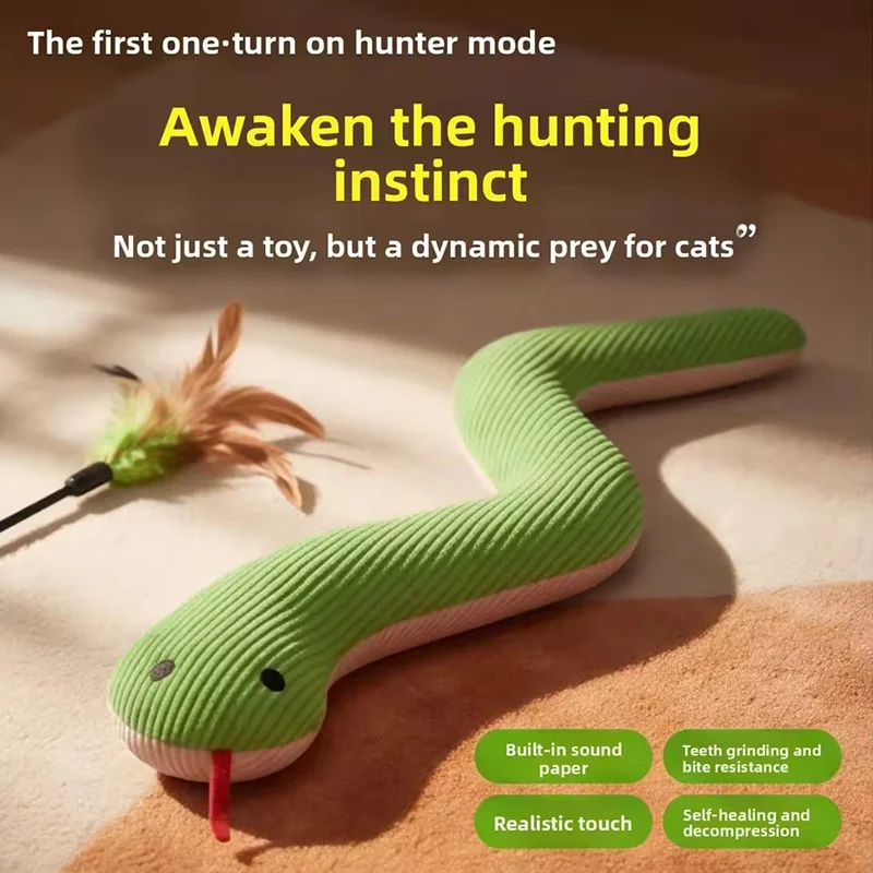 16.5 Inches Plush Snake Pet Toy Interactive Hunting Toy Crinkle Paper Kitten Kick Toy Wear Resistant Chew Toy For Cats Small Dog