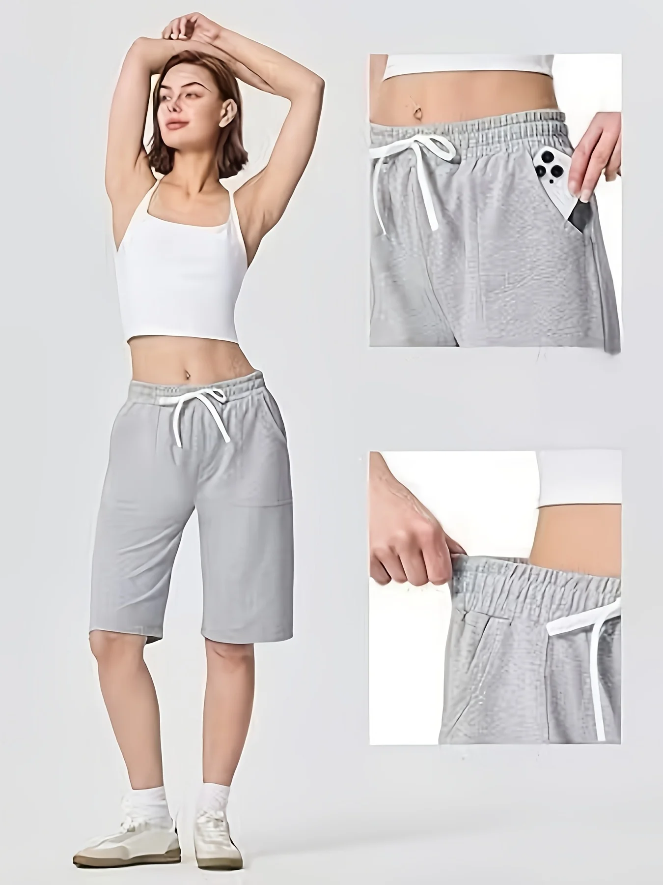 Women's Loose Cotton Sports Shorts with Pockets, Women's Casual Sports Exercise Versatile Shorts