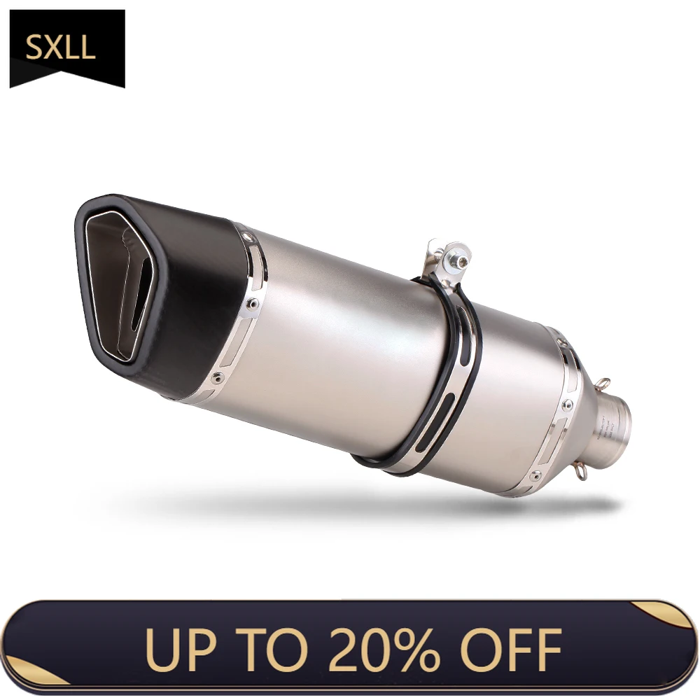 

SXLL Yzf R3 Mt07 R15V2 Xsr155 Adv150 Universal 470mm Long Carbon Fiber Motorcycle Exhaust Silenciador End Tail Silenciador Tube