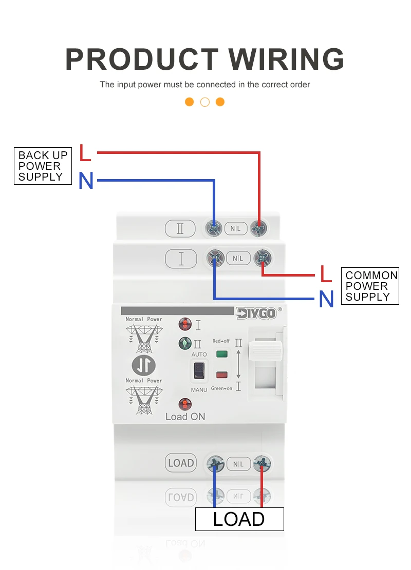 2P DIN-Schienen-Typ Kleiner ATS Dual-Power Automatischer Transferschalter 110V/220V Unterbrechungsfreier Elektrischer Wahlschalter 80A – Detail 6
