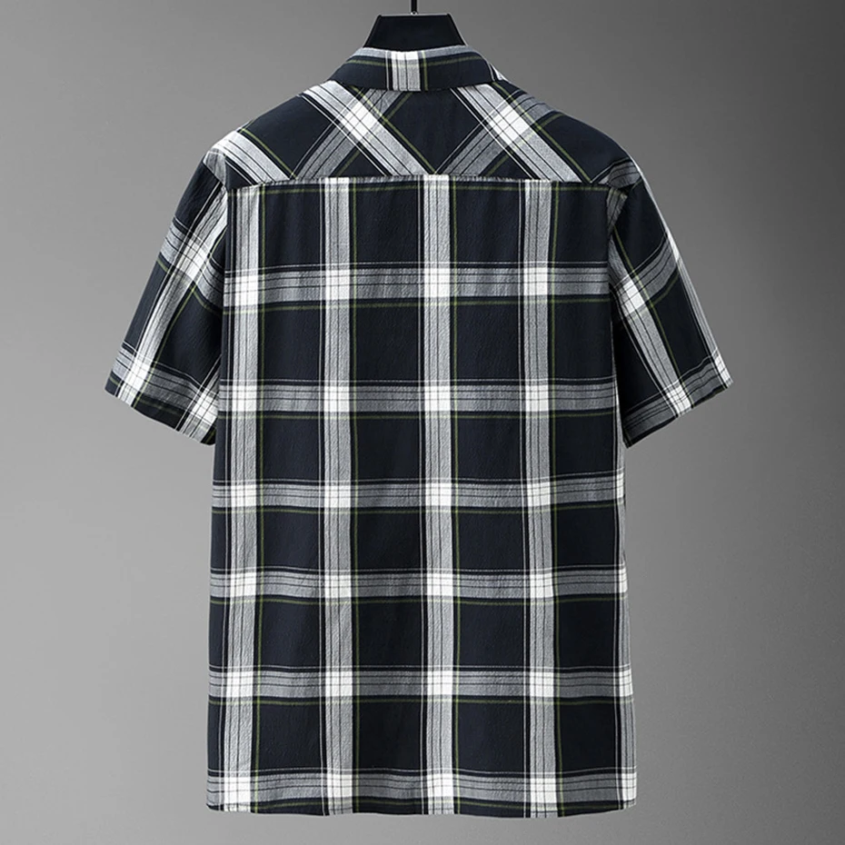 Plaid Shirt Men Summer Short Sleeve Shirts Plus Size 10XL 11XL Fashion Casual Plaid Tops Male Summer Shirt Big Size 10XL