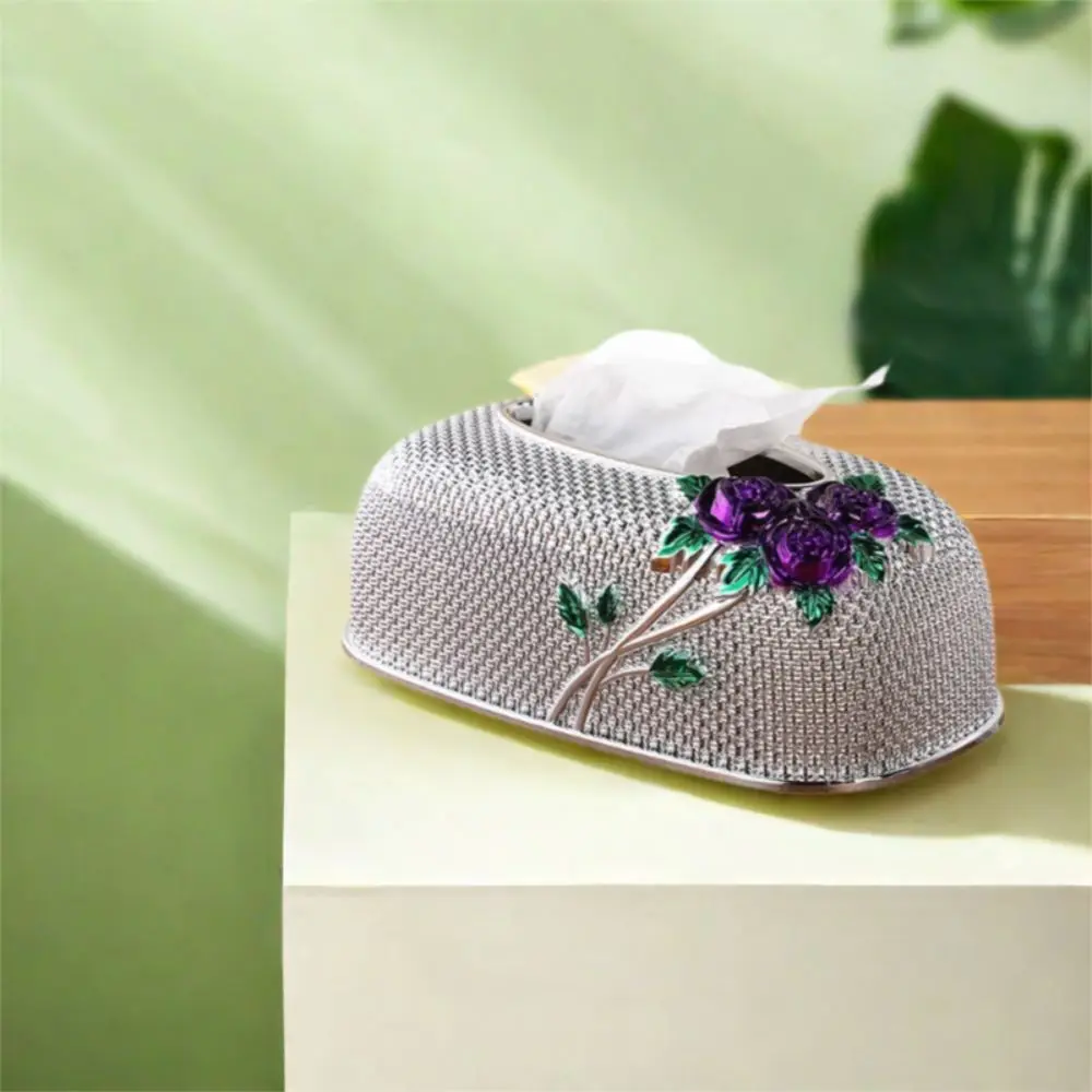 

Fashion Rose Desktop Tissue Box Elegant Acrylic Bar Napkin Box Large Capacity European Style Kitchen Pumping Tray Kitchen