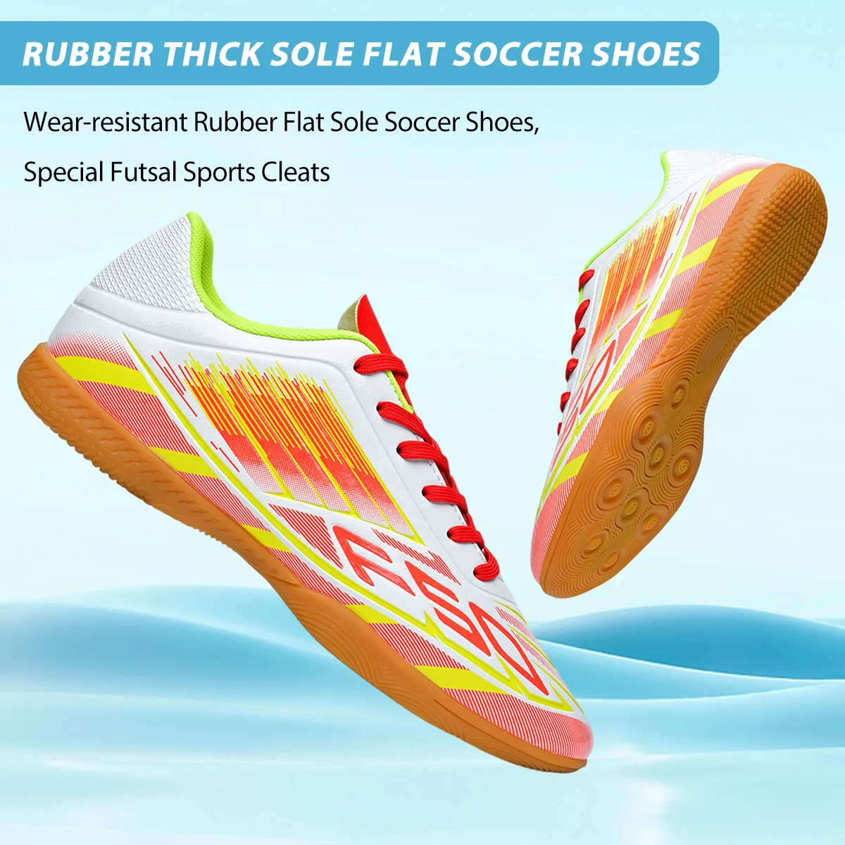 

Men Daily Training Flat Bottom Futsal Boots, Comfort Breathable Upper For Outdoor Sports Competition Play