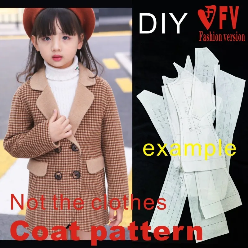 Coat paper pattern children's clothing double-breasted lapel coat garment sewing diagram 1:1 physical paper pattern CFY9