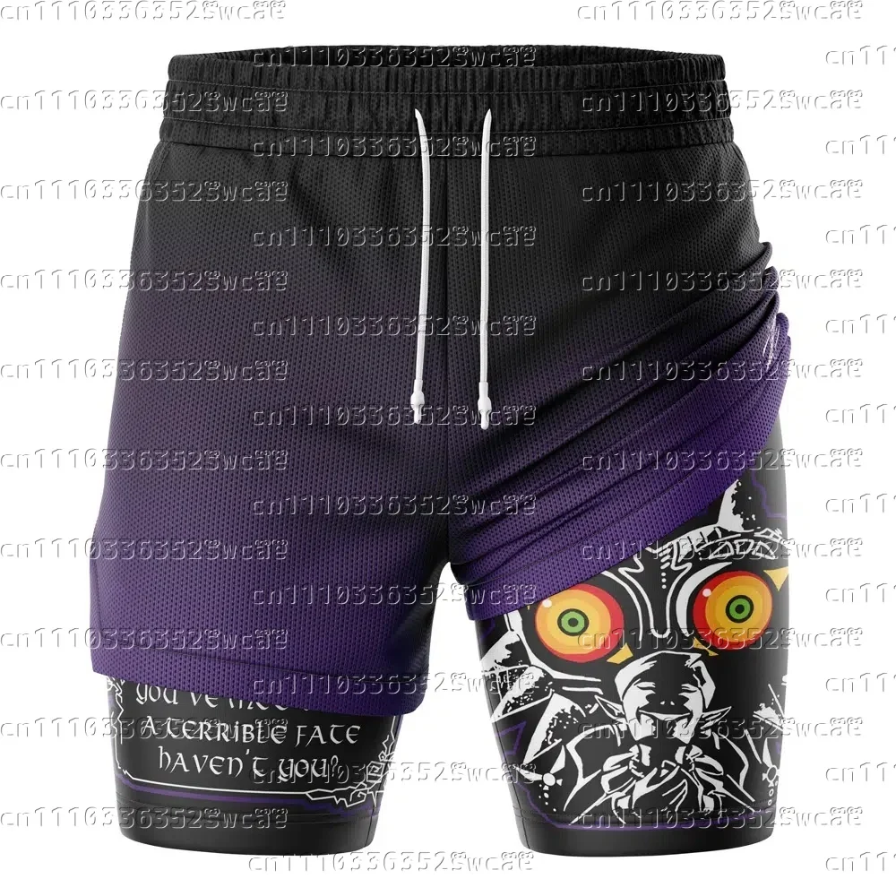 Bandai Brand Game "Legend of Zelda" Meizura Mask Limited Edition Theme Fashion Summer 2-in-1 Sports Shorts New Family Matching