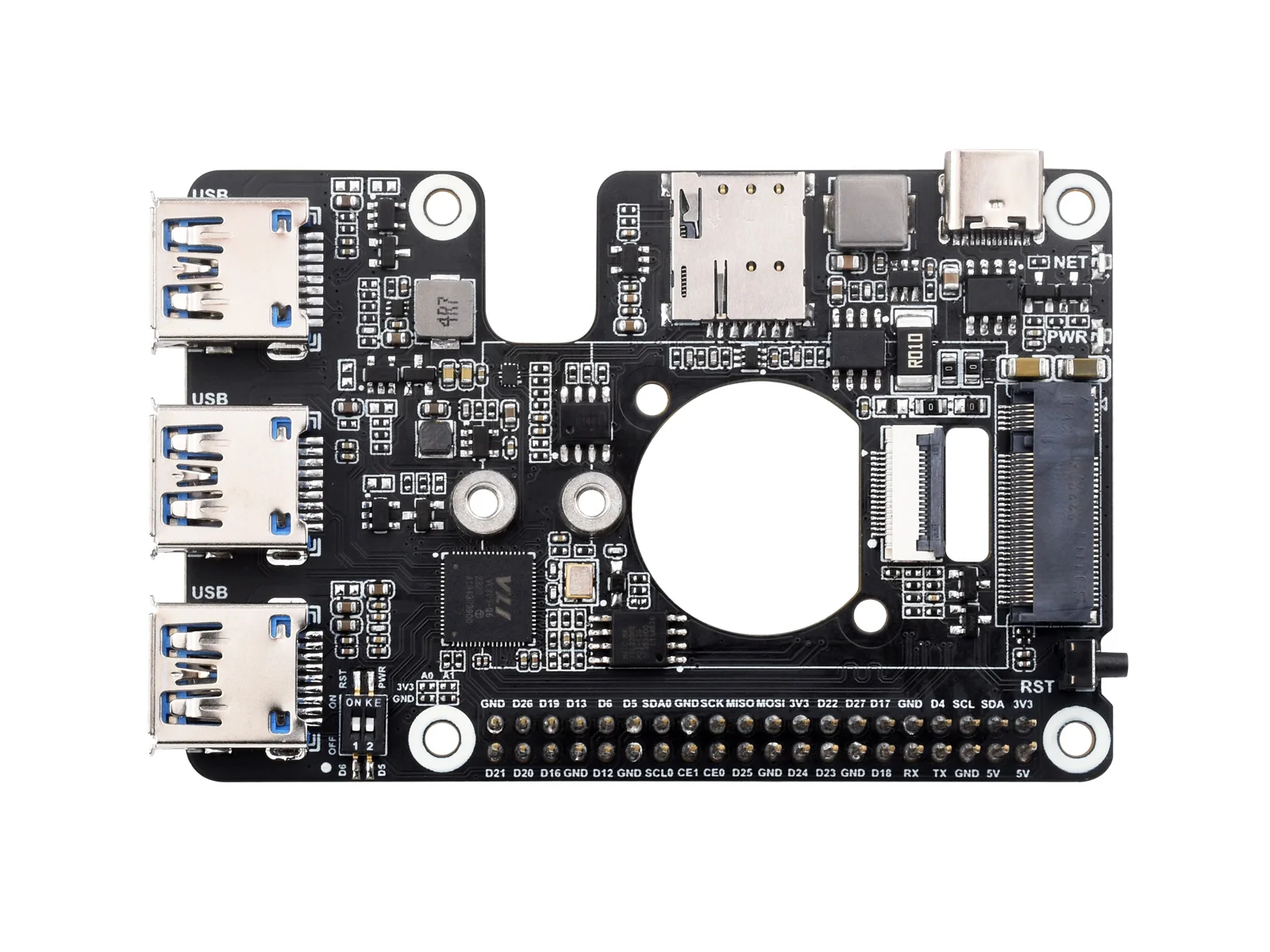 PCIe do 4G/5G M.2 USB3.2 kapelusz +, do Raspberry Pi 5, z modułami SIMCom/Quectel 4G/5G, z anteną 5G-4IN1-PCB, Raspberry Pi 5 HAT