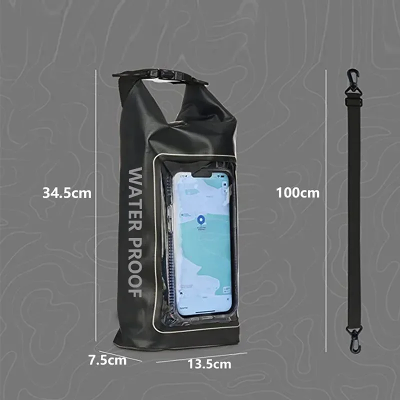 2L Dry Bag Touch Screen Waterproof Bags for Trekking Drifting Rafting Surfing Kayak Outdoor Sports Bags Camping Swim Equipment