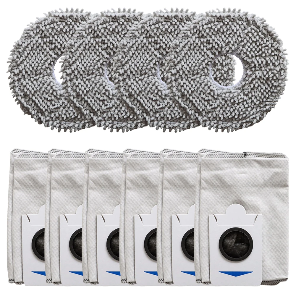Comprehensive Mop Cloth and Dust Bags for kit for Ecovacs For DEEBOT For T30S 4 Mop Cloths and 6 Dust Bags for Home Cleaning