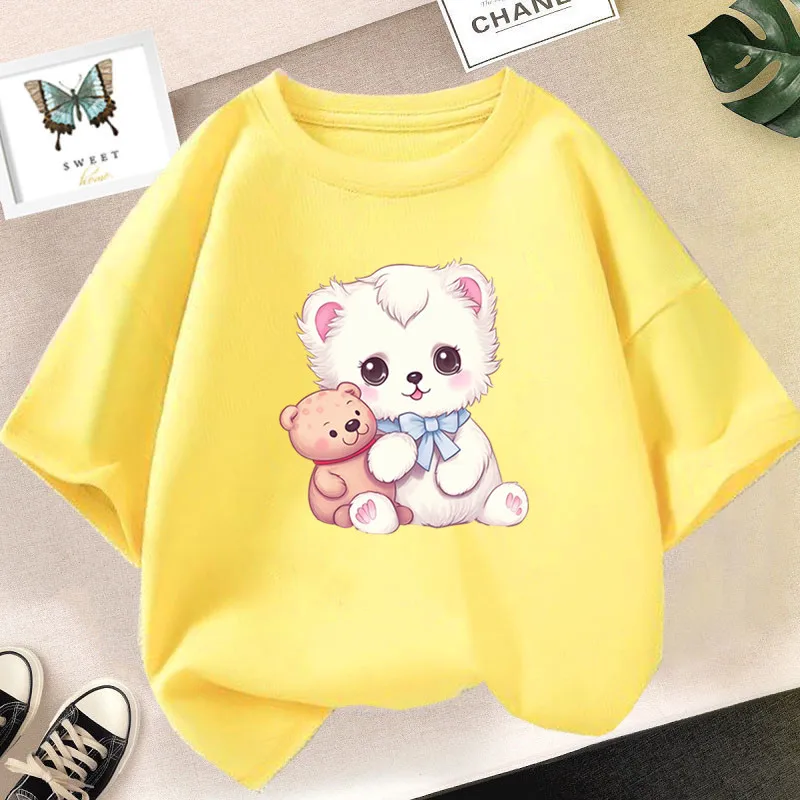 Cat Girls T Shirt Clothes Girls Animal Children T-Shirt Kids Summer Cat Lively Cute Funny Baby T Shirts Tops 2023