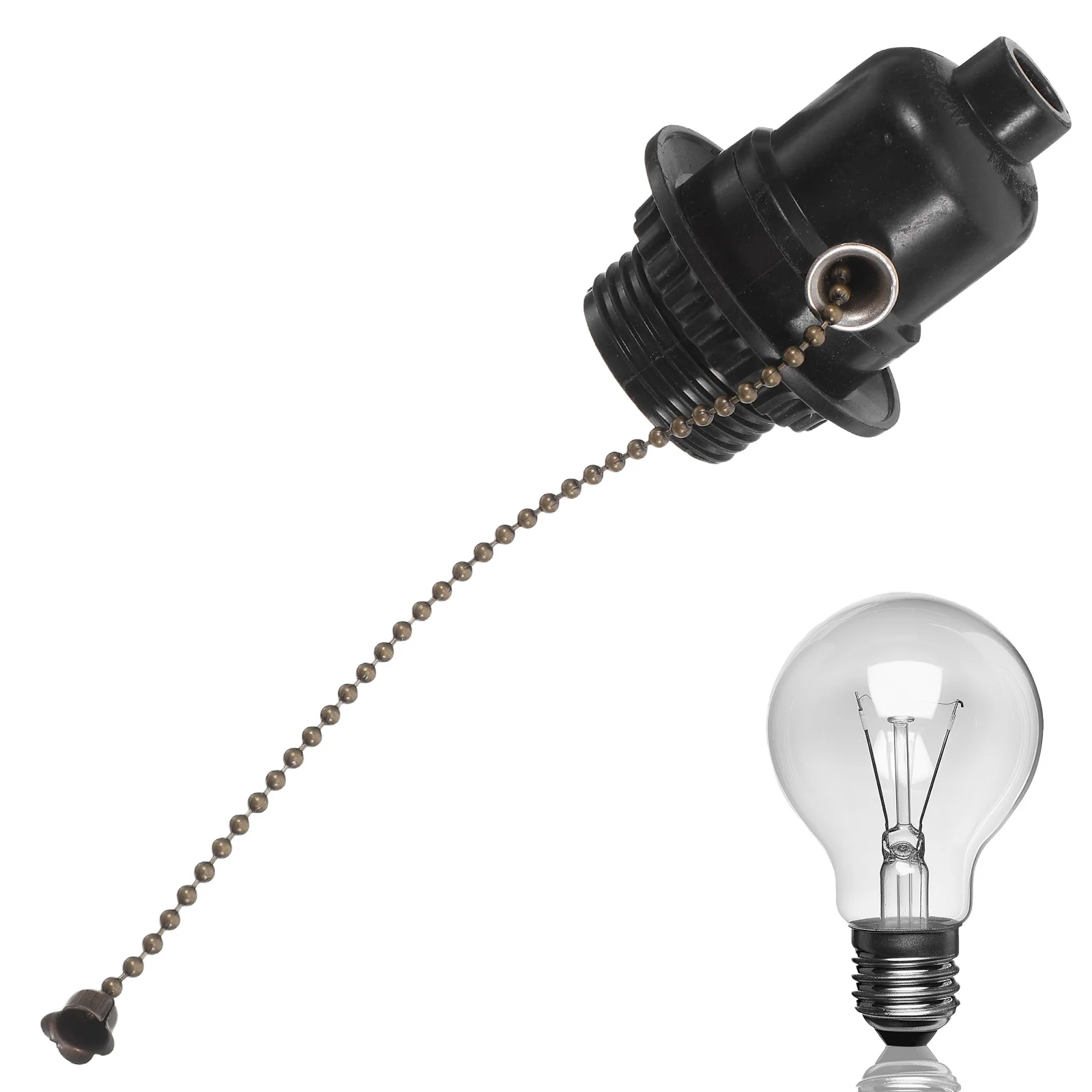 

E26 Pull Chain Lamp Socket Black Vintage Light Bulb Lamp Holder Replacement for Table Floor Lamps Pull Switch Light Bulb Socket