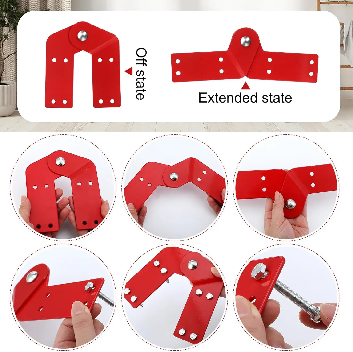 4 Pcs Attic Ladder Hinge Replacement Kit Herringbone Ladder Tie Rod with Anti Slip Screws