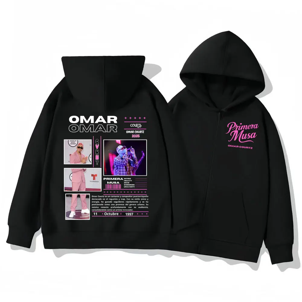 

Omar Courtz Primera Musa Tour 2025 Zipper Hoodie Men's Women Harajuku Hip Hop Zip Up Sweatshirts Fashion Y2k Oversized Pullovers