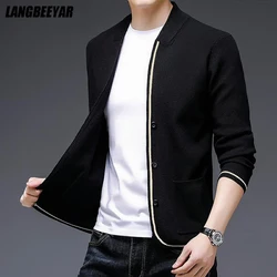 Top Quality New Autum Winter Brand Fashion Slim Fit Knit Cardigan Men Japanese Sweater Casual Coats Jacket Mens Clothes 2023