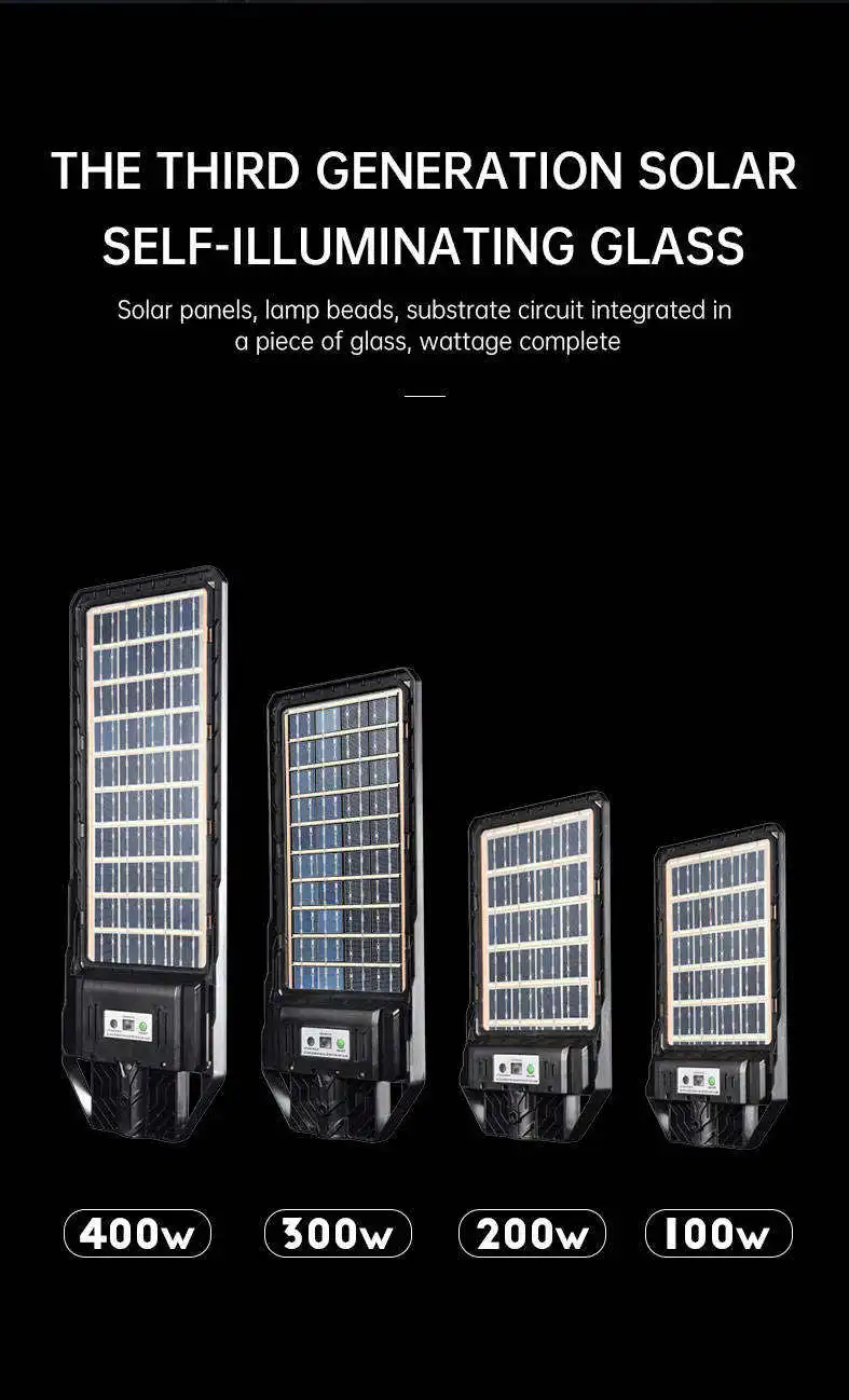 Panel solar de doble panel led, farola chip de todo en uno, 100w, 200w, 300w, 400w