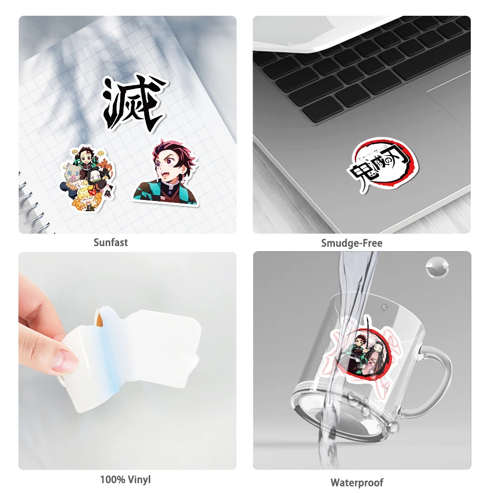 50 pcs/set Demon Slayer Sticker Japanese Anime Waterproof Travel Luggage Sticker Scrapbooking DIY Diary Stationery School Office