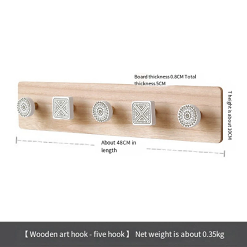 Wall Mounted Coat Rack,Entryway Hanging Coat Rack,Wood Coat Rack With 5 Hooks Rail For Coat, Scarf, Bag, Towel Easy To Use