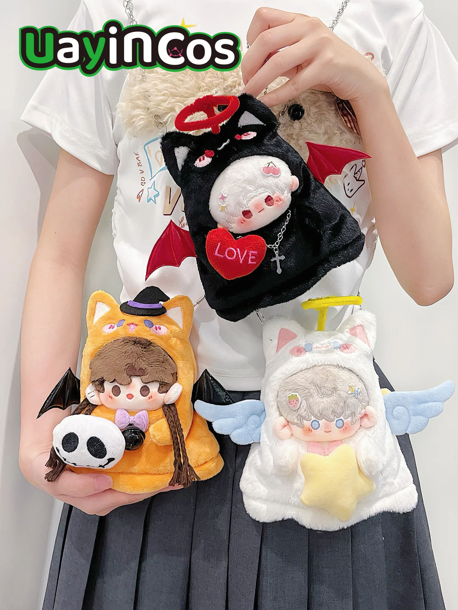 10cm Doll Clothes Angel Demon Cat  Pumpkin Wings Cute Costume Suit Stuffed Plushies Plush Doll Accessories Anime Toy For Kids Gi