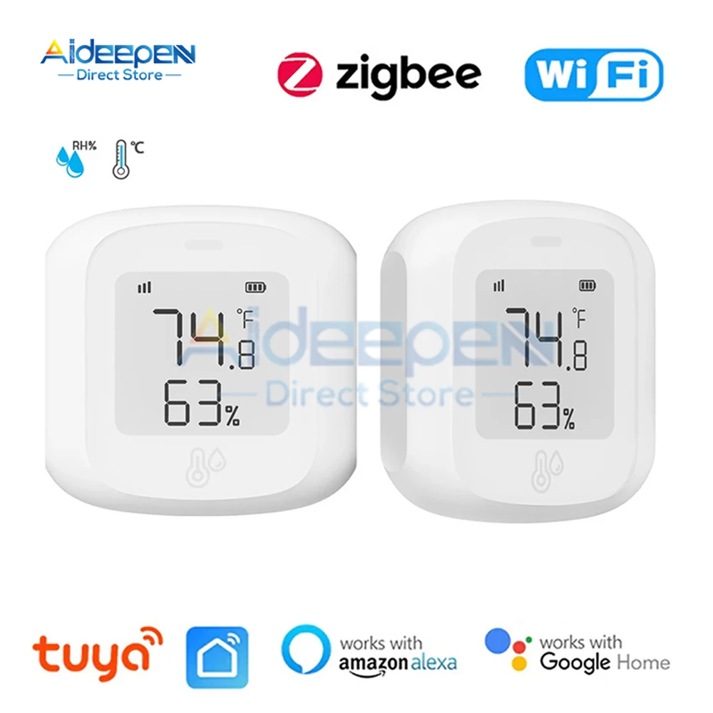 Tuya Smart WiFi/Zigbee Temperature and Humidity Sensor Indoor Hygrometer Thermometer with LCD Display Support Alexa Google Home