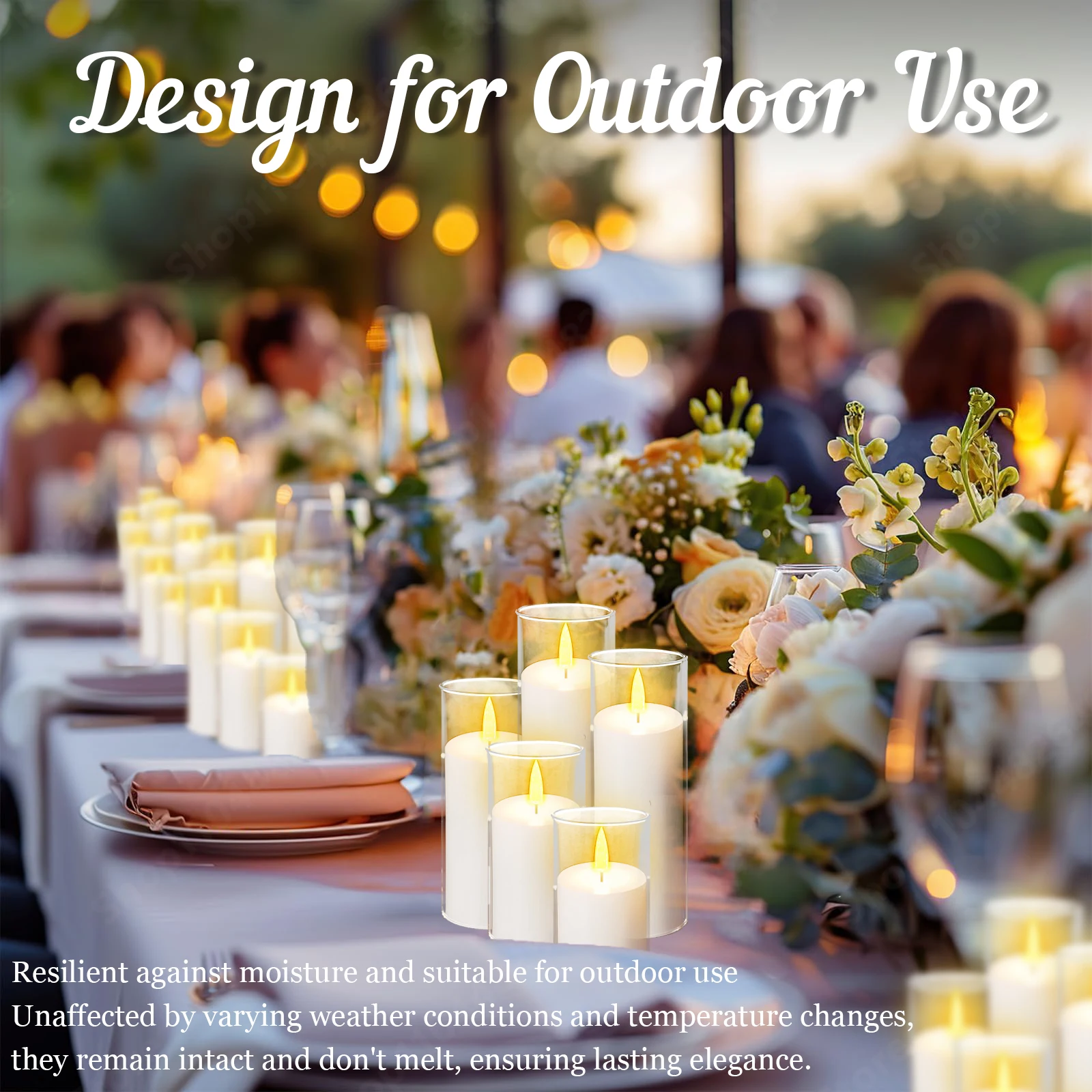 10-30Pcs Wedding LED Flameless Candle Acrylic Cup Pure White Pillar Candle with Battery Powered for Party Concert Outdoor Decor