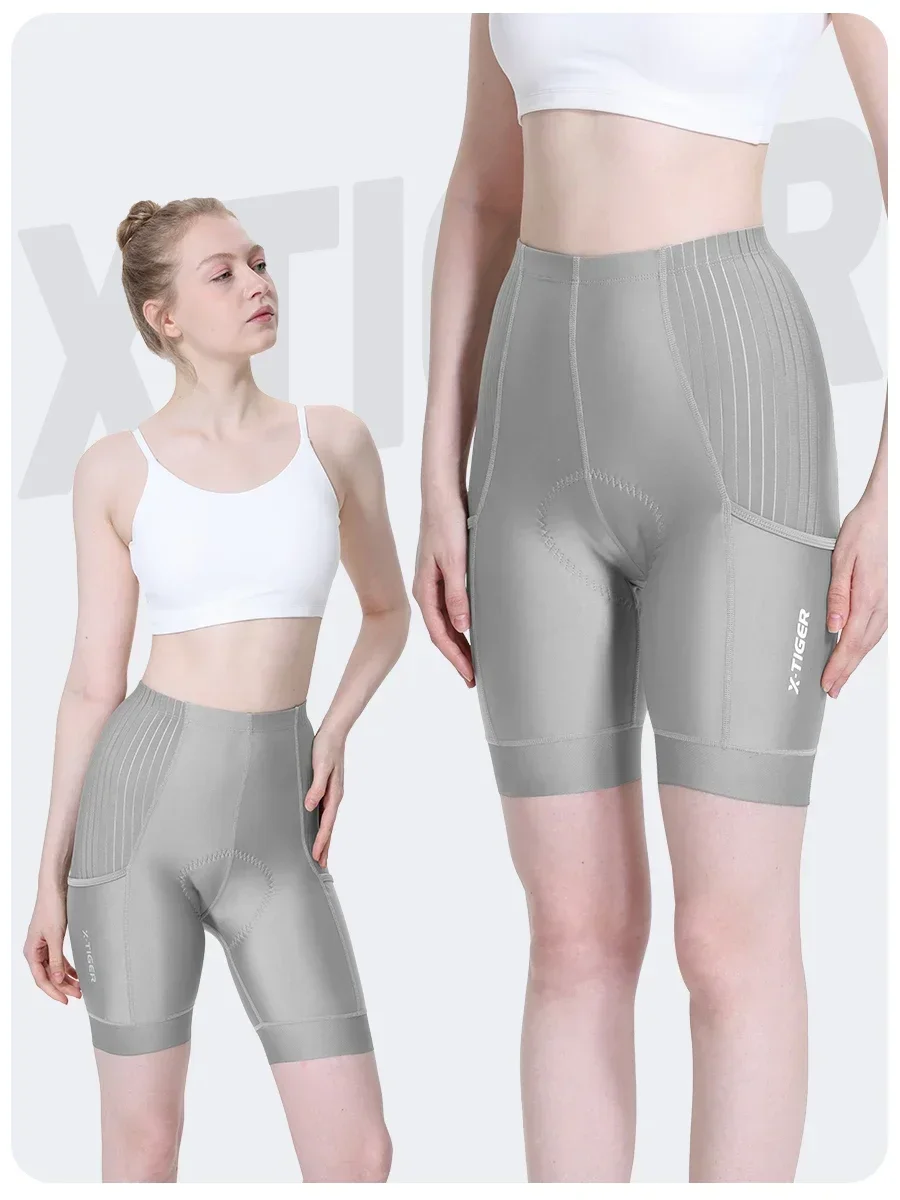 X-TIGER Damen-Radhose, stoßfest, mit Baumwolle gepolstert, MTB-Fahrradhose, atmungsaktiv, schnell trocknend, Pro-Rennradhose mit Taschen – Detail 12