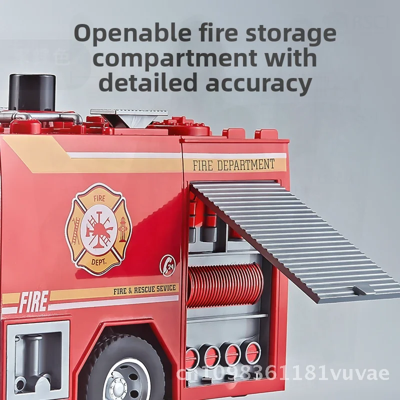 초대형 어린이 소방차 합금 모델 장난감 자동차 소리와 빛 및 문 열림 기능 시각적 지능