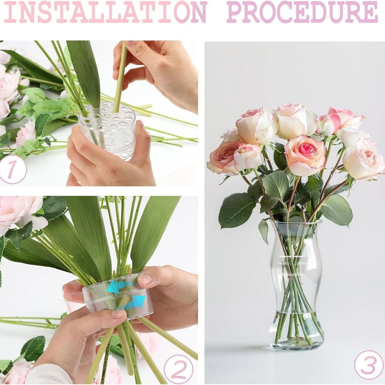 2Pcs Multi-Hole Floral Stem Holder Set, Fits Most Vase Sizes, Works for Fresh & Artificial Roses, Ideal for Flower Arrangements - view 5