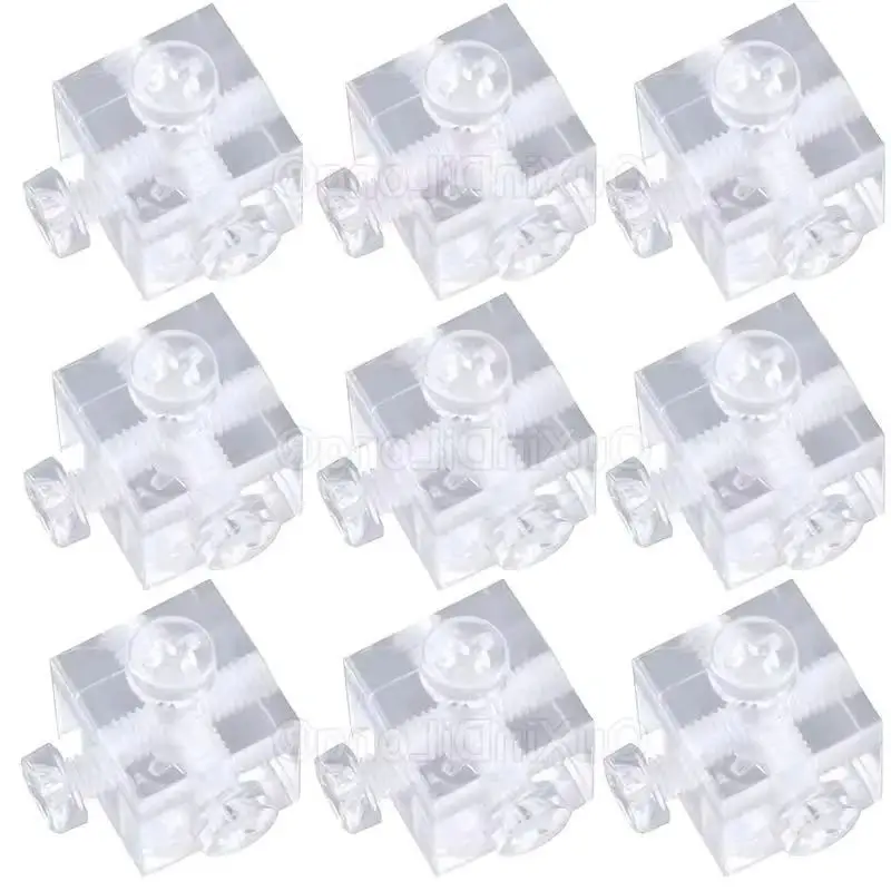 100PCS 10X10X10mm Clear Acrylic Cubes Blocks 6-Sides M4 Thread Right Angle Corner Braces Display Cabinet Joint Brackets+Screws