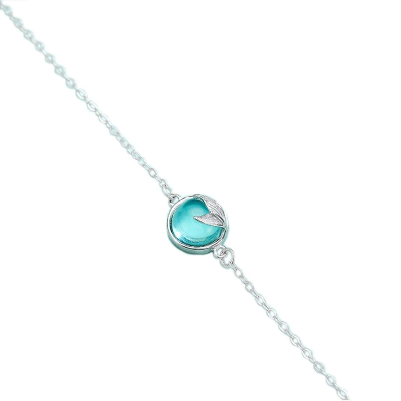 Mermaid Foam Bubble Design Necklace S925 Silver Mermaid Tail Blue Pendant Necklace for Women Elegant Jewelry Gift