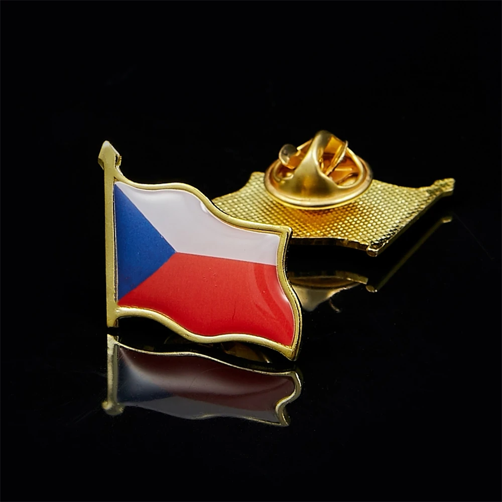 Czech Republic National Waving Metal Lapel Flag Pin Brooch Badge For Vintage Costume Accessories