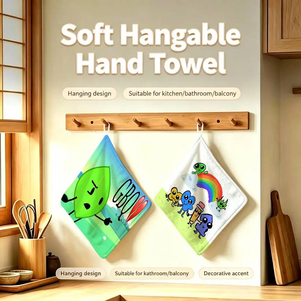 Custom Battle for Dream Island Game Polyester Cotton Daily Towel Hanging Kitchen Hand Wiping Cloth Durable for BFDI House Use