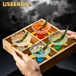 Lotus Cocktail Glasses Cups Tipsy Shot Glass Cup Creative Wine Glass Sake Cups Japanese Style Shot Glass Cups Set Bar Tools