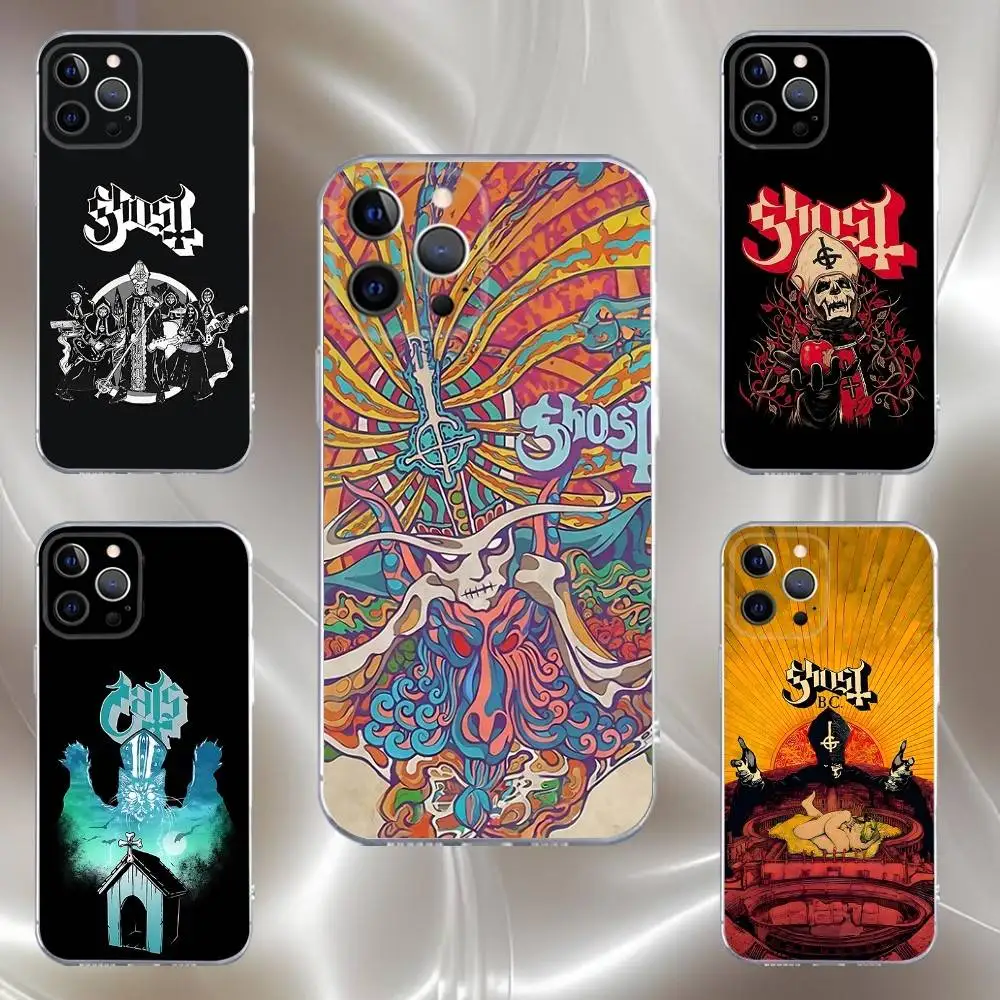 

Cool G-Ghost Band Phone Case For iPhone 16,15,14,13,12,11 Pro,Max,Plus,X,XS,XR,SE,Mini Transparent Silicone Soft